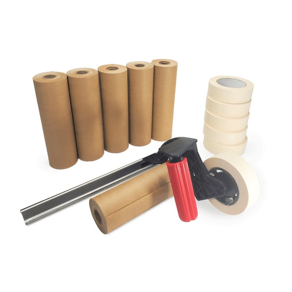 Idl Packaging Set of Hand-Masker Device, 9in x 60 yd Masking Paper and, 1.5in x 60 yd Masking Tape, 6PK TH-120-9-6 - main